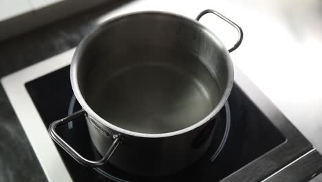 una olla vacía en la estufa