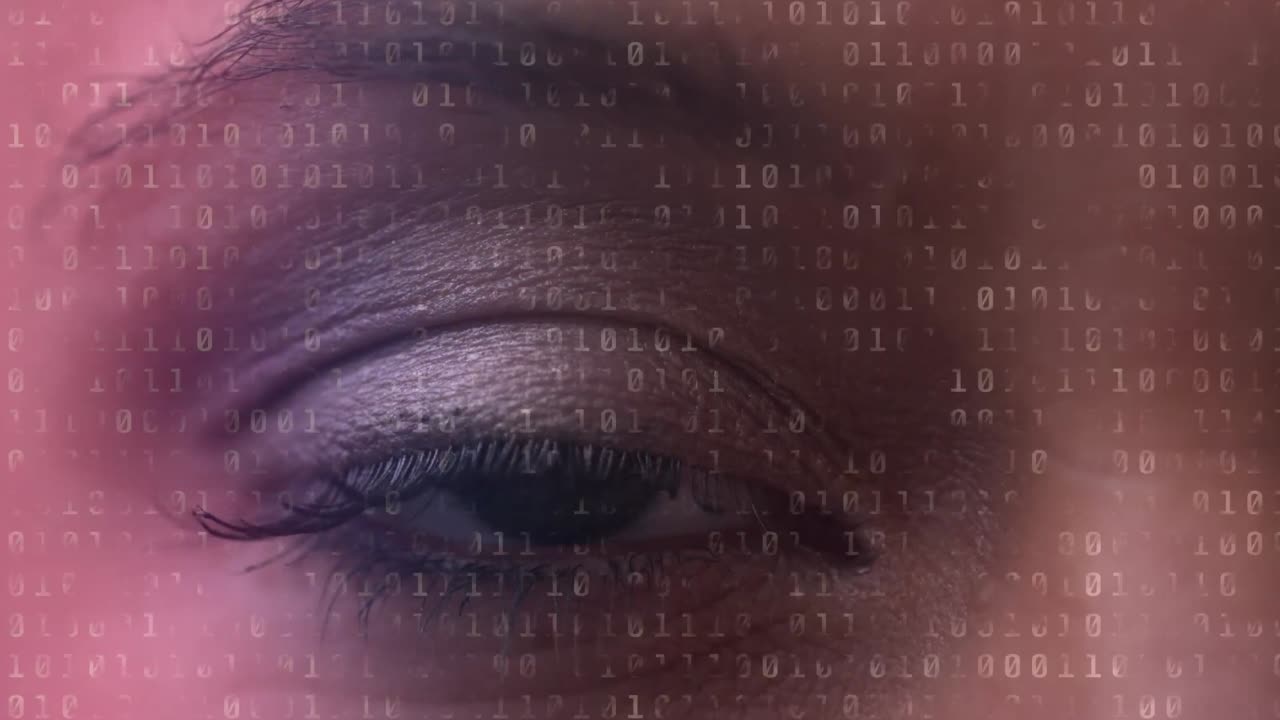 animación de la codificación binaria sobre el ojo