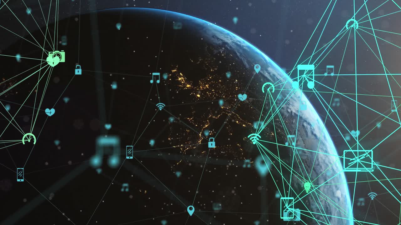 Animation of connections and data processing over globe
