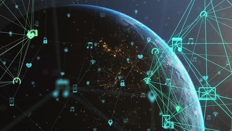 animation of connections and data processing over globe