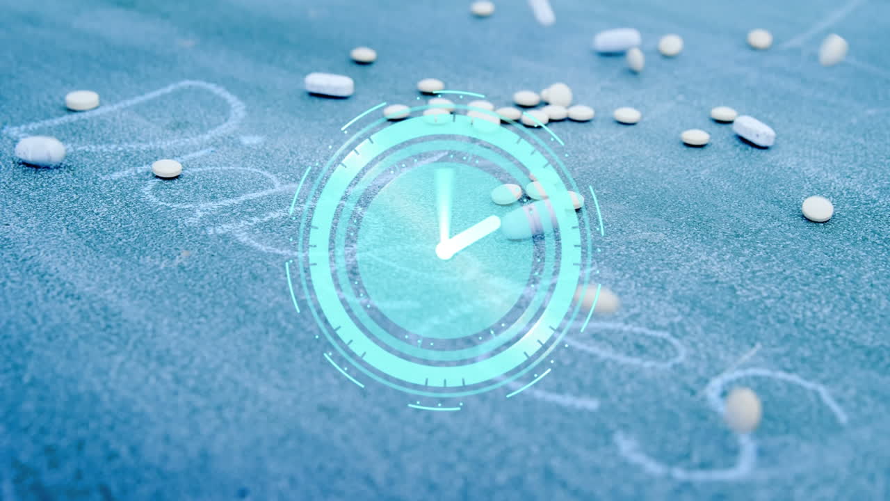 약물 및 당뇨병 텍스트에 대한 시계 애니메이션