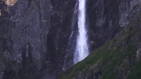 view of large waterfall in mardalsfossen, møre og romsdal county, norway