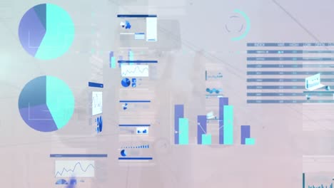 animación del procesamiento de datos financieros sobre un fondo blanco