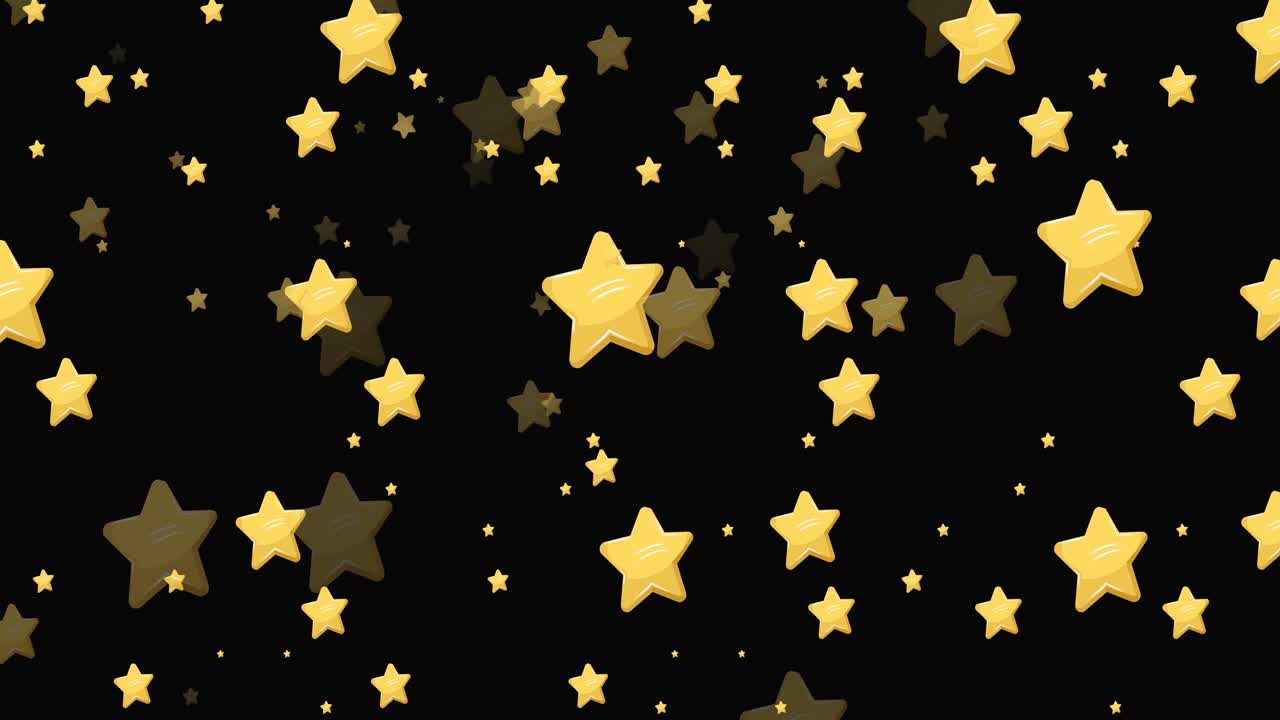 animación de estrellas doradas de navidad cayendo sobre un fondo negro