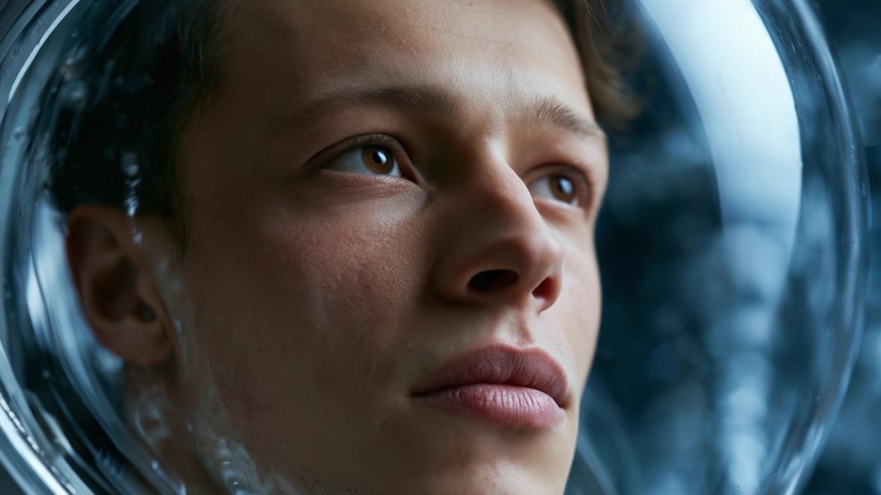Un momento riflessivo nello spazio: Ritratto accattivante di un astronauta che riflette sulle meraviglie dell'universo, catturato con dettagli mozzafiato.