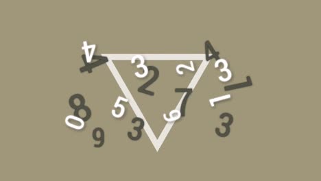 Animation-of-changing-numbers-and-triangle-on-beige-background