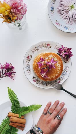 delicate breakfast with flowers
