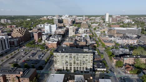 downtown ann arbor, michigan with drone video moving in