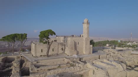 Tomb-of-Samuel,-jerusalem,-israel---Pull-Back-Reveal-#002