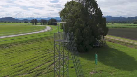 scenic landscape with race track and lookout stand