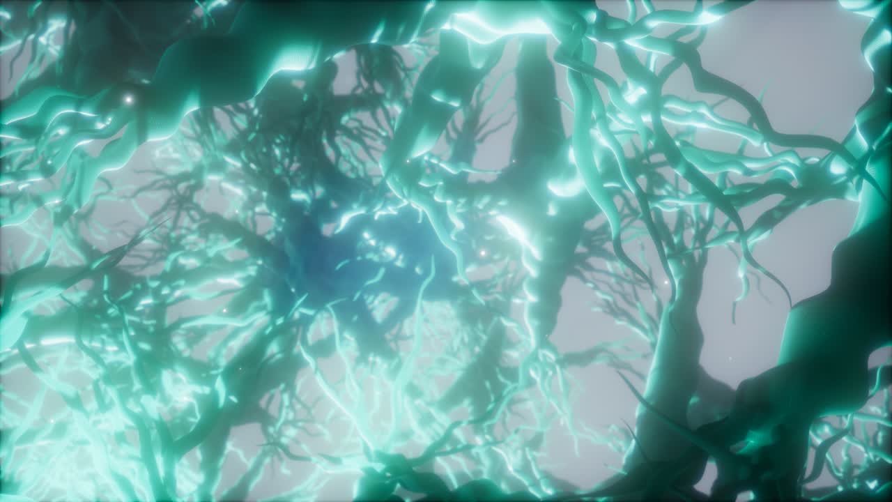 viaje a través de una red de células neuronales dentro del cerebro