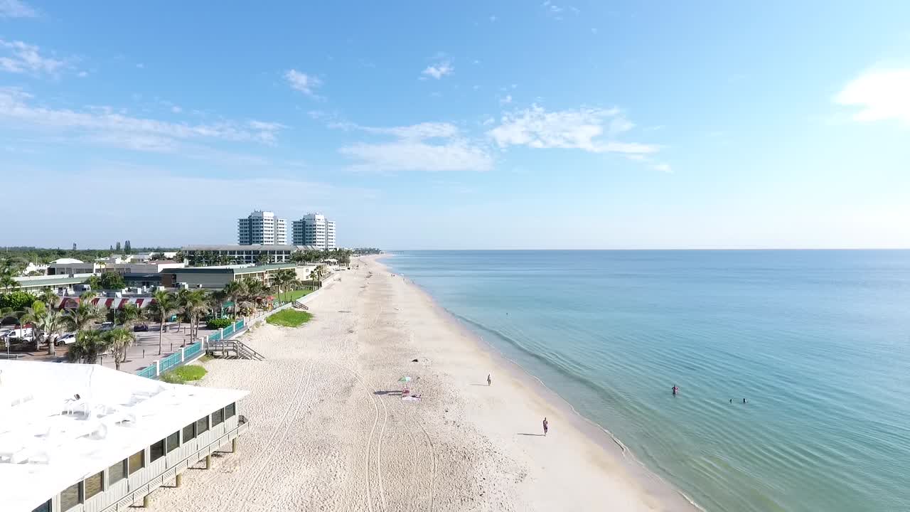 Florida resort town coastline seen from the air