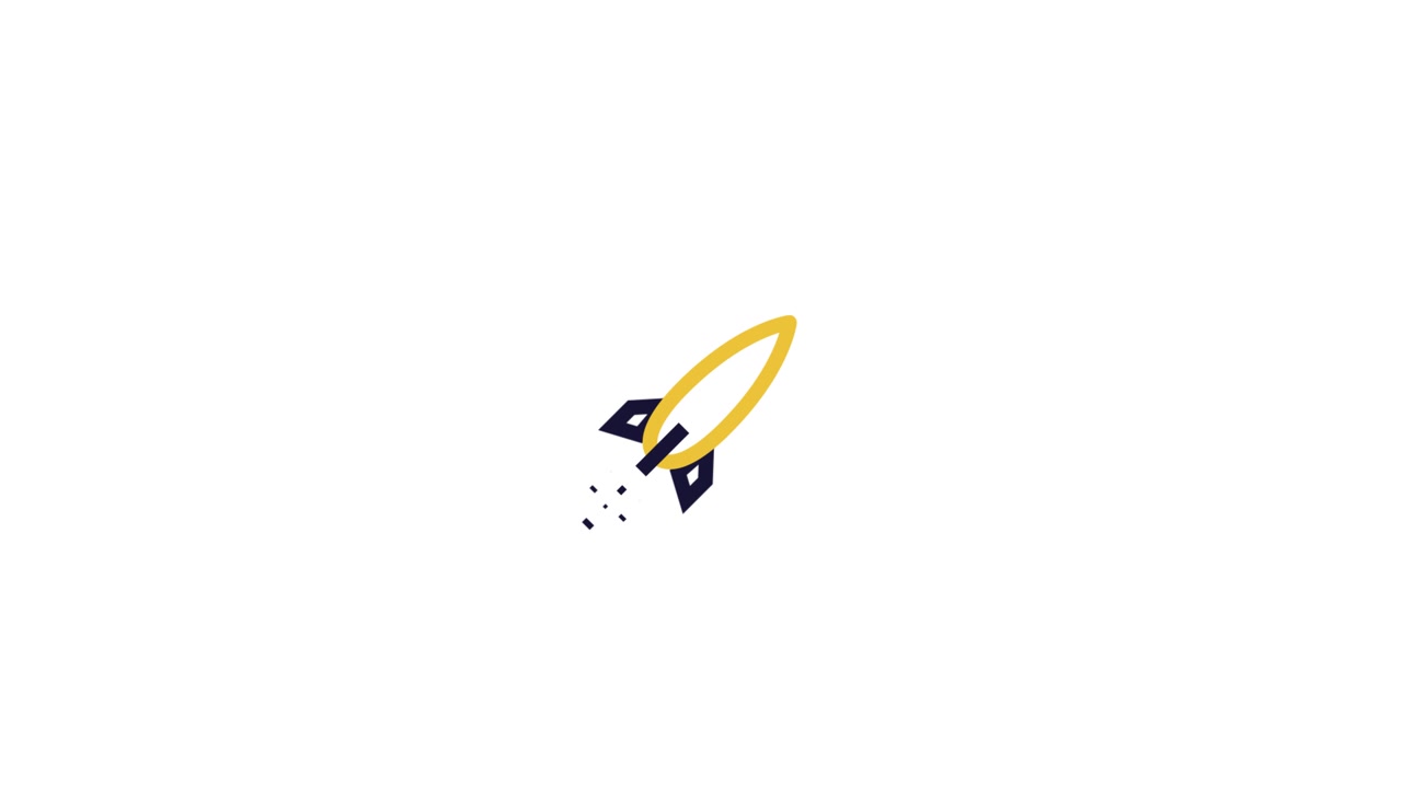 Animated Rocket Icon Launching Against White Background