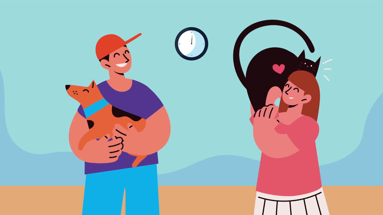 애완동물을 포옹하는 사람들