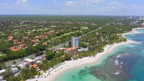 Aerial-of-idyllic-coastline-of-Playa-Juan-Dolio-with-offshore-reef