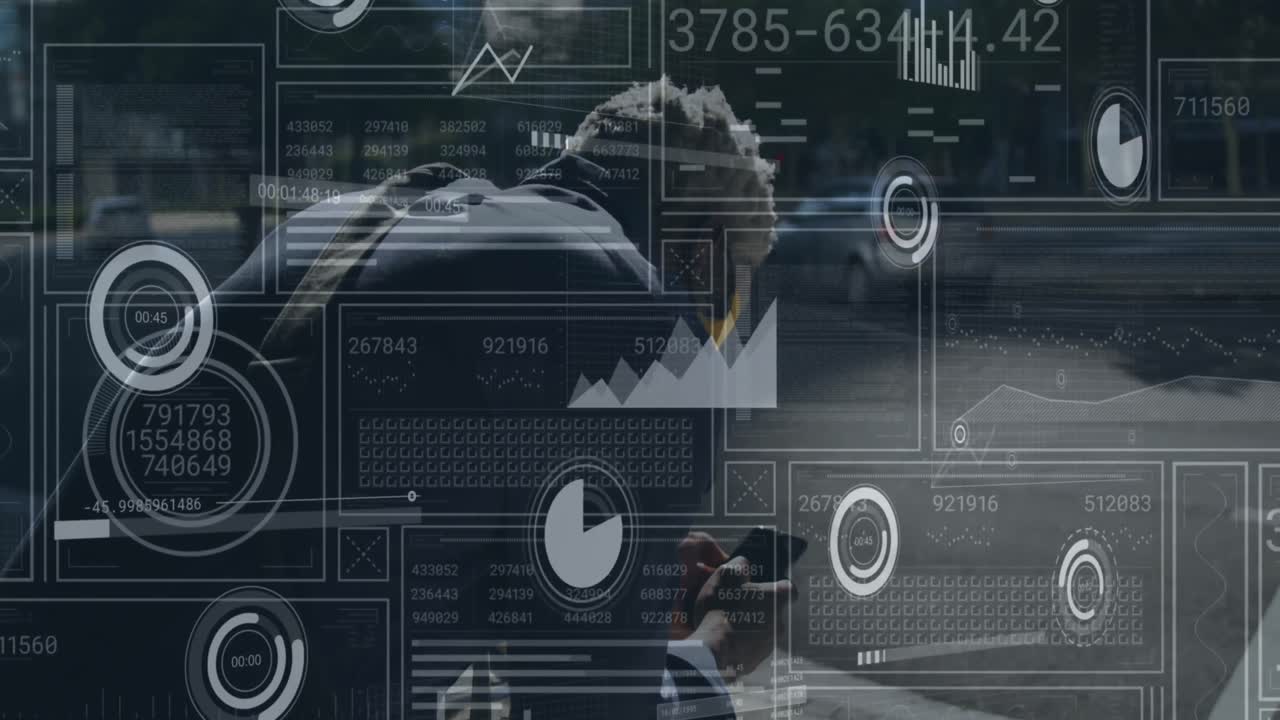 Animation of multiple graphs, loading bars, circles, african american ...