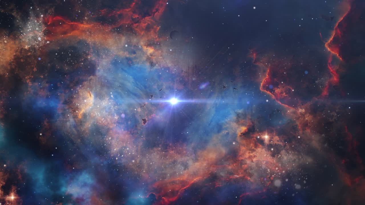 estrellas y nebulosas en animación espacial profunda, universo 4k