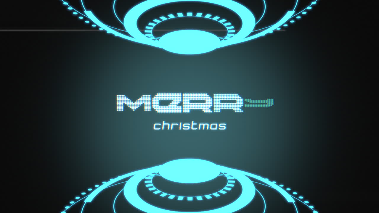 Merry Christmas with circles on screen with HUD elements