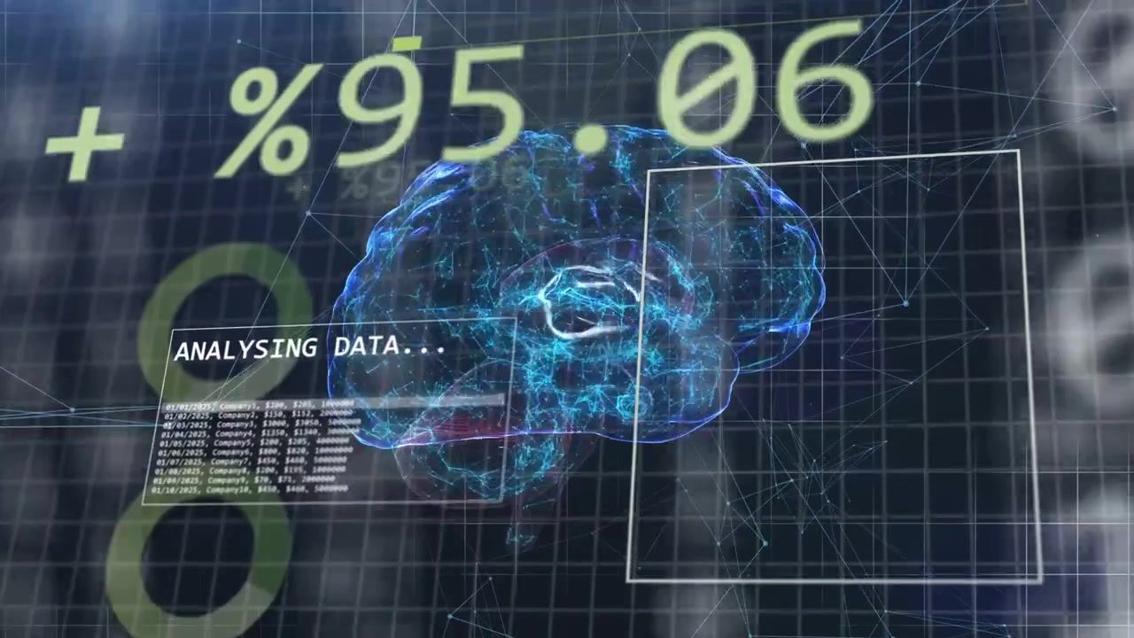 ANALYSING panel appearing 3D brain pulsing while percents cycling and binary filling for analysis