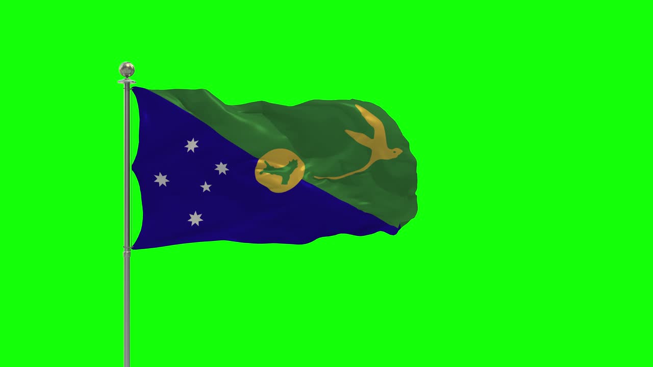 크리스마스 섬 (christmas island) - 크로마 키가 있는 기둥 위에 흔들리는 발의 3d 일러스트레이션