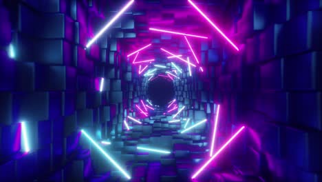 neon glowing tunnel of cubes