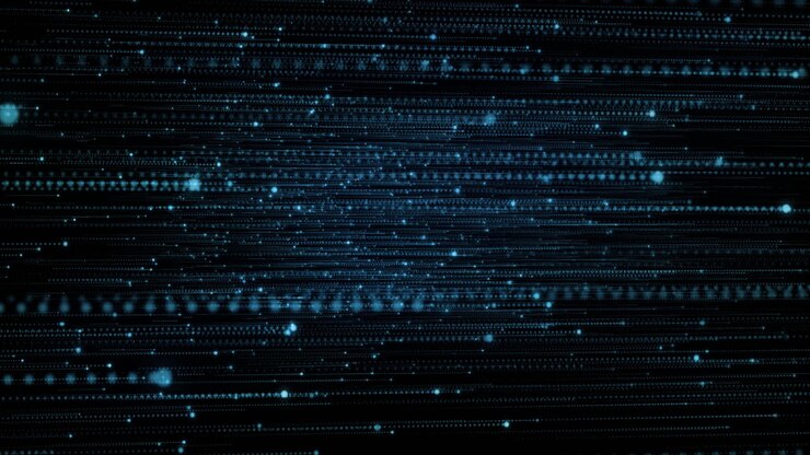 Animation of blue light spots moving on black background