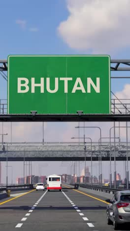 highway sign to bhutan with airplane in the sky