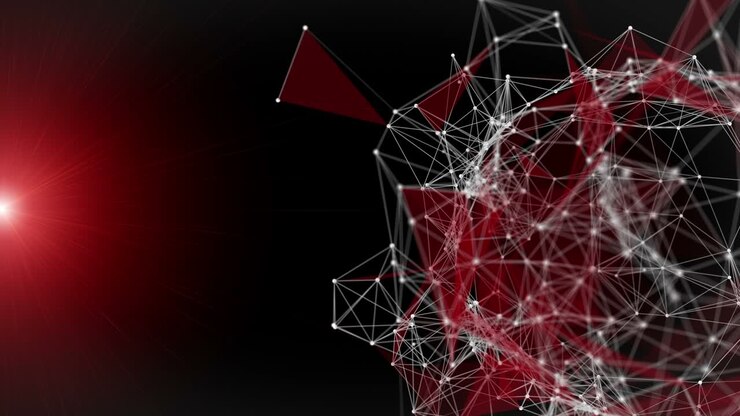 Powerful plexus animation with glowing triangles in slow motion and light, 4096x2304 loop 4K