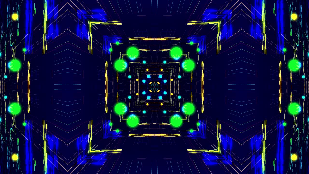 el vuelo en bucle a través del espacio 3d, estructura caleidoscópica neta. sci fi bg, plexus de alta tecnología, marcos futuristas caleidoscopio con luz de neón en él. concepto de flujo de datos de información. diseño de movimiento en bucle 3d bg