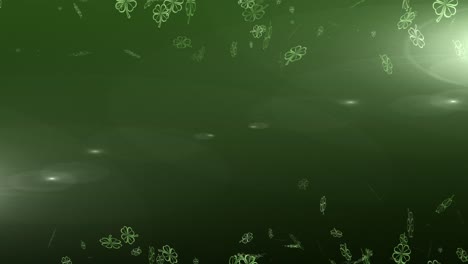 animation multiple floating green shamrocks on top and bottom