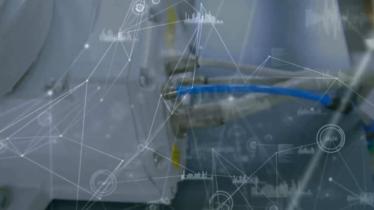 컴퓨터 하드웨어를 통한 연결 네트워크의 애니메이션