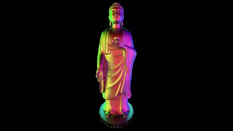 buddha in colorful lights