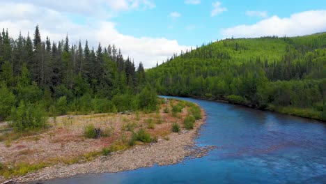 4k drone video of chena river at angel rocks trailhead near chena hot springs resort in fairbanks, alaska