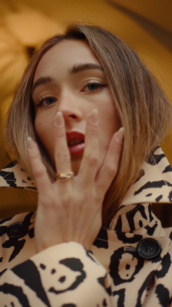 Stylish Woman in Leopard Print Coat