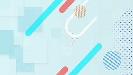 animación de formas coloridas sobre un fondo azul