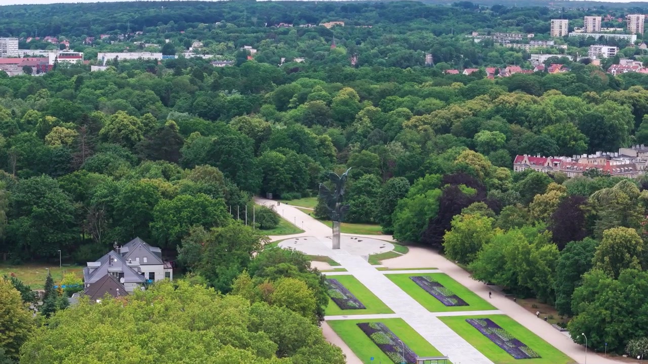 Vue aérienne du Monument à l'Effort Polonais à Szczecin, Pologne.