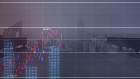 Animation-of-financial-data-processing-over-cityscape