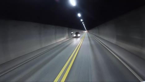 car rides through the tunnel point-of-view driving