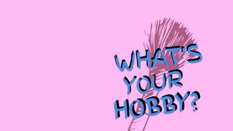 animation of what your hobby text over pink background