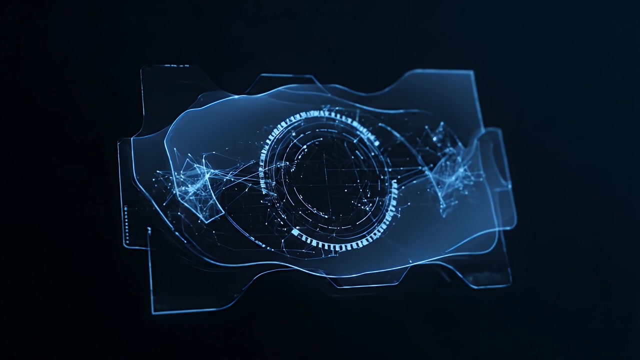 Futuristic Blue Digital Holographic Interface Loading and Expanding