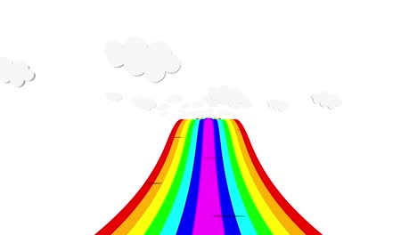 motion of rainbow way with clouds above on forward point of view can use for colorful animate background the background is seamless looping.