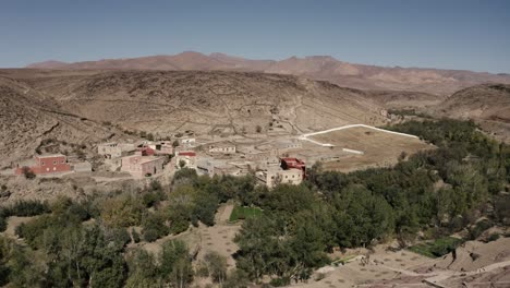 drone shot of a small village in taliouine in the south of morocco