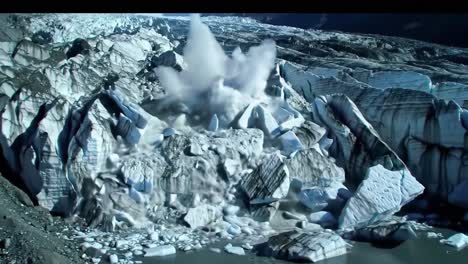 a stunning glacial landscape showcasing nature's raw power and beauty with cracked ice formations and reflections in melting glacial waters