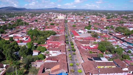 granada, nicaragua, drone shot of cityscape, old colonial streets and buildings