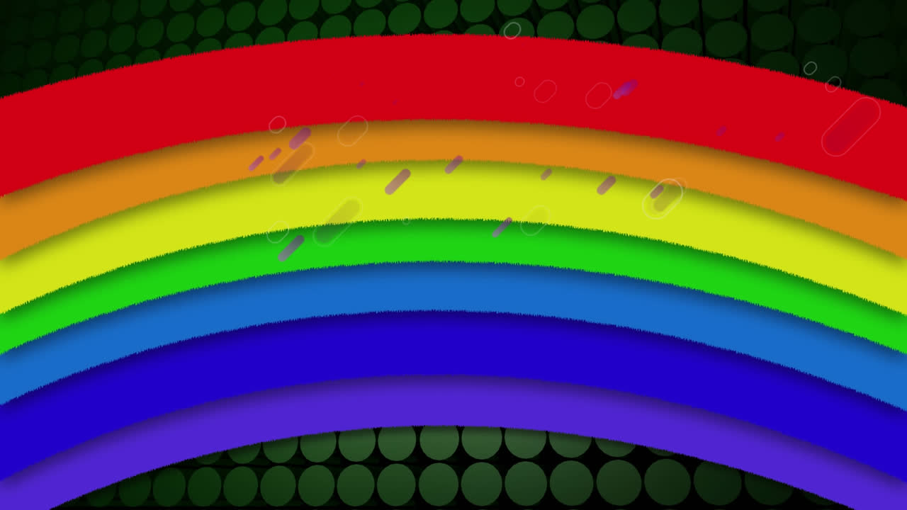 animación de senderos de luz púrpura que caen sobre las curvas del arco iris