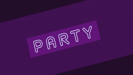 Animation-of-neon-party-text-over-purple-background