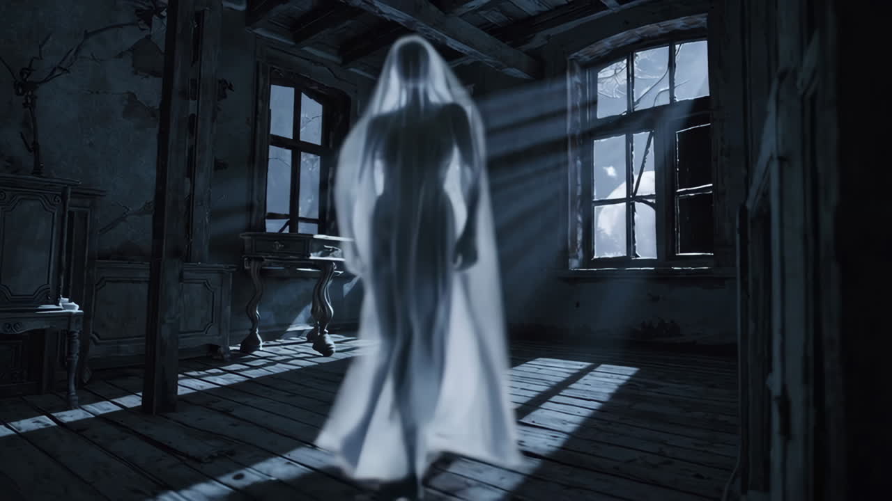 призрак в старом заброшенном доме.