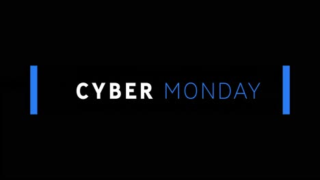 el texto blanco y azul de cyber monday aparece