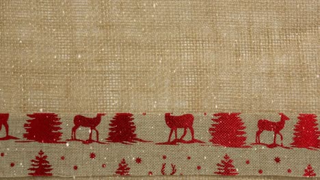 falling snow with christmas reindeer textile