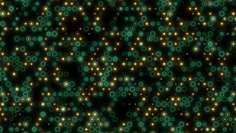 anillos y puntos geométricos digitales con falla en la pantalla de la computadora